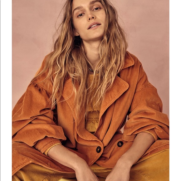 Free People Jenna Cord Trench Coat Cotton XL NWT - Picture 4 of 9